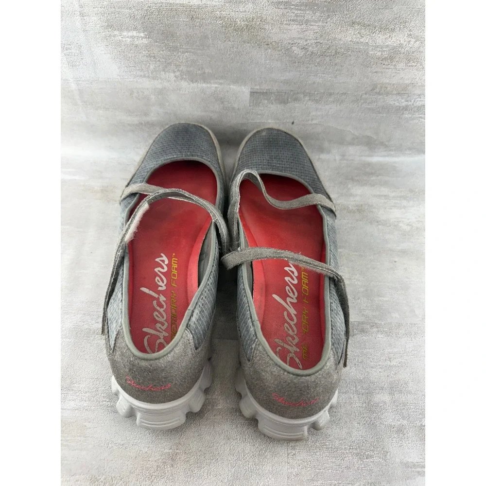 Skechers Sport Memory Foam Mary Jane Grey Coral Sneakers 22683 Women Sz 8